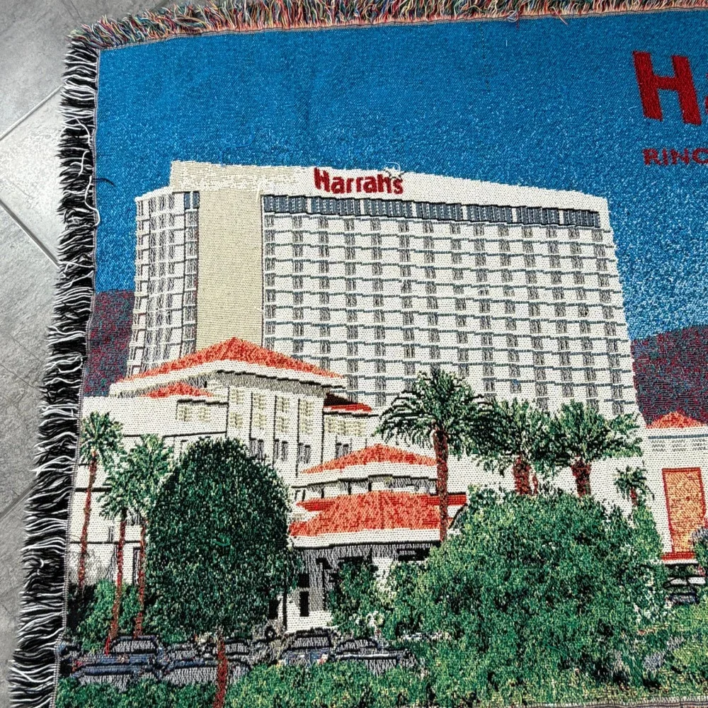 Harrahs Rincon Casino & Resort Tapestry Throw Blanket Women 40x55 Blue‎ Souvenir